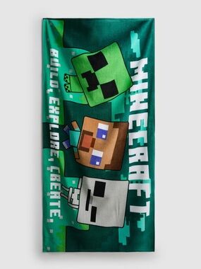 Minecraft Beach Towel - Teal Green Character Print